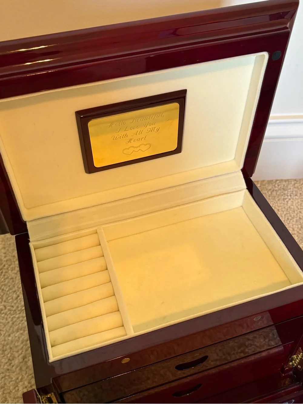 Cherry wood jewelry box